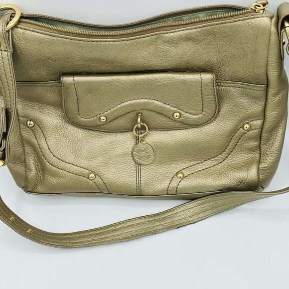 Stone Mountain Shoulder Bag Gold Soft Faux Leather Purse Adjustable Small - Picture 2 of 14